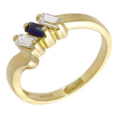 Pre-Owned 18ct Gold Blue & White Spinel Trilogy Twist Ring