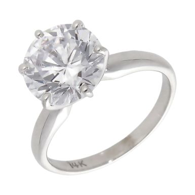 Pre-Owned 14ct White Gold Large Cubic Zirconia Solitaire Ring