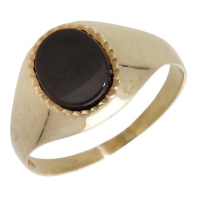 Pre-Owned 9ct Yellow Gold Oval Onyx Signet Ring