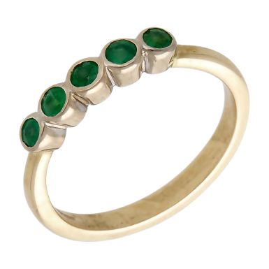 Pre-Owned 9ct Yellow Gold Emerald 5 Stone Eternity Ring