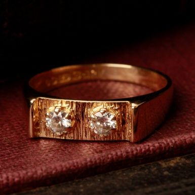 Pre-Owned Vintage 1981 9ct Cubic Zirconia 2 Stone Dress Ring