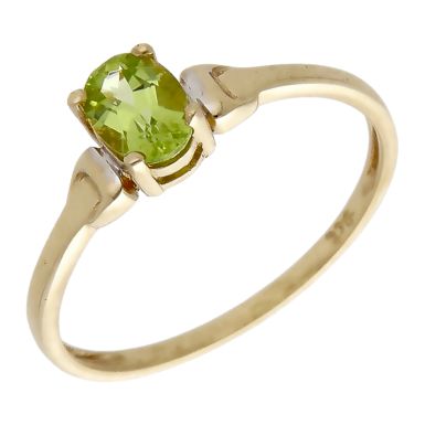 Pre-Owned 9ct Yellow Gold Peridot Solitaire Dress Ring