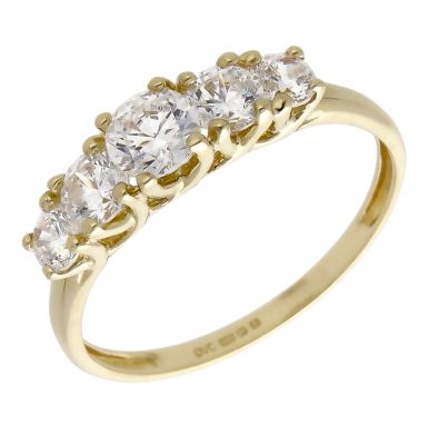 Pre-Owned 14ct Yellow Gold Cubic Zirconia 5 Stone Dress Ring