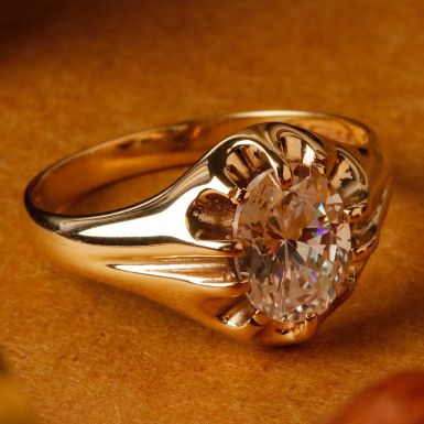 Pre-Owned Vintage 1974 9ct Cubic Zirconia Solitaire Signet Ring