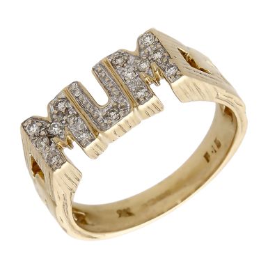 Pre-Owned 9ct Yellow Gold 0.15ct Diamond Set Mum Ring