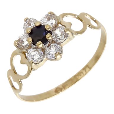 Pre-Owned 9ct Gold Sapphire & Cubic Zirconia Cluster Ring
