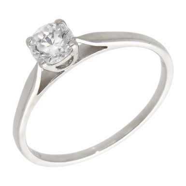 Pre-Owned 9ct White Gold Cubic Zirconia Solitaire Ring