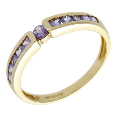 Pre-Owned 9ct Yellow Gold Tanzanite Band Dress Ring