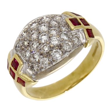 Pre-Owned 14ct Yellow Gold Diamond & Ruby Dress Ring