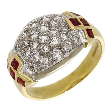 Pre-Owned 14ct Yellow Gold Diamond & Ruby Dress Ring