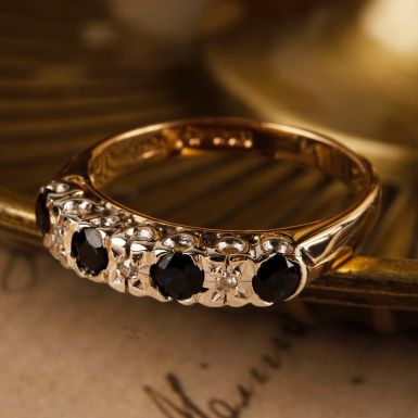 Pre-Owned Vintage 1977 9ct Gold Sapphire & Diamond Eternity Ring