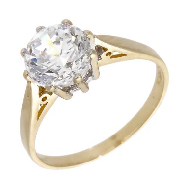 Pre-Owned 14ct Yellow Gold Cubic Zirconia Solitaire Ring