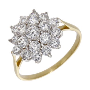 Pre-Owned 9ct Yellow Gold Cubic Zirconia Cluster Ring