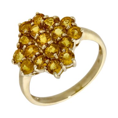 Pre-Owned 9ct Gold Yellow Topaz Cluster Ring