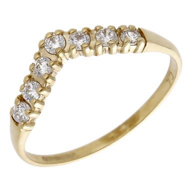 Pre-Owned 9ct Yellow Gold Cubic Zirconia Half Wishbone Ring