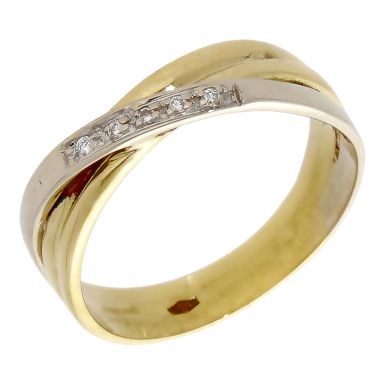 Pre-Owned 18ct Yellow & White Gold Diamond Set Crossover Ring