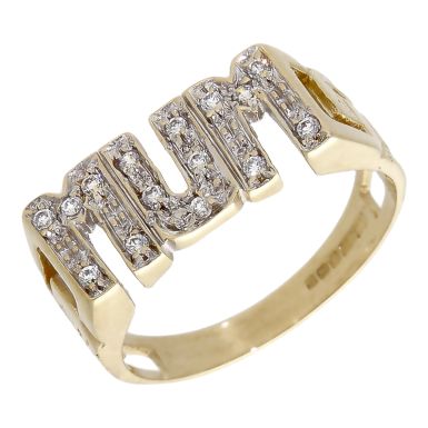 Pre-Owned 9ct Yellow Gold Cubic Zirconia Mum Ring