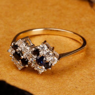 Pre-Owned Vintage 1982 Sapphire & Cubic Zirconia Cluster Ring