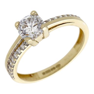 Pre-Owned 9ct Yellow Gold Cubic Zirconia Solitaire Ring