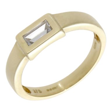 Pre-Owned 9ct Yellow Gold Cubic Zirconia Solitaire Dress Ring