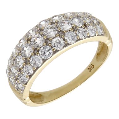 Pre-Owned 9ct Yellow Gold Cubic Zirconia 3 Row Dress Ring