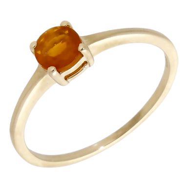 Pre-Owned 9ct Yellow Gold Orange Cubic Zirconia Solitaire Ring