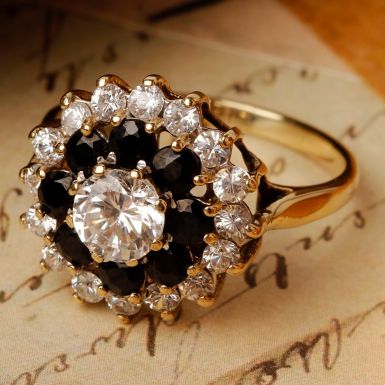 Pre-Owned Vintage 1986 Sapphire & Cubic Zirconia Cluster Ring