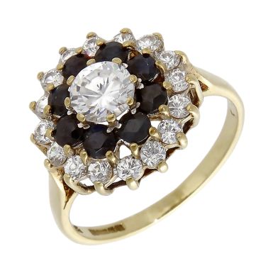 Pre-Owned Vintage 1986 Sapphire & Cubic Zirconia Cluster Ring