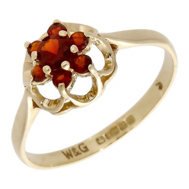 Pre-Owned Vintage 1979 9ct Yellow Gold Garnet Cluster Ring