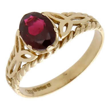Pre-Owned Vintage 1980 9ct Yellow Gold Garnet Solitaire Ring