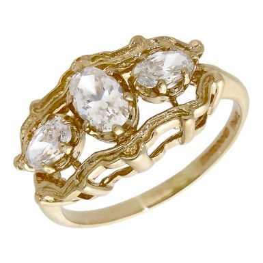 Pre-Owned 14ct Yellow Gold Cubic Zirconia Trilogy Dress Ring
