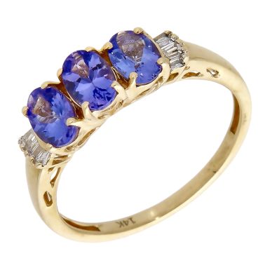 Pre-Owned 14ct Yellow Gold Tanzanite & Diamond Dress Ring