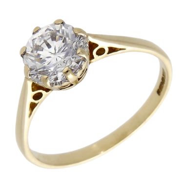 Pre-Owned 9ct Yellow Gold Cubic Zirconia Solitaire Ring