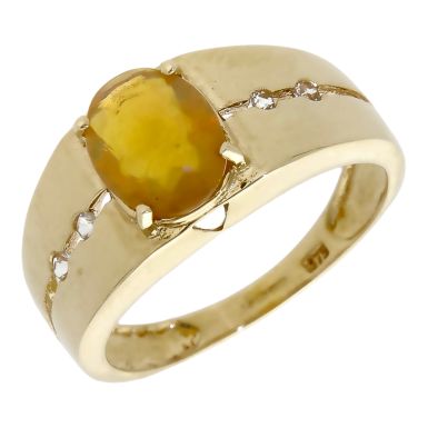 Pre-Owned 9ct Yellow Gold Orange Cubic Zirconia Dress Ring
