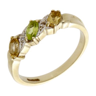 Pre-Owned 9ct Yellow Gold Peridot & Citrine Dress Ring