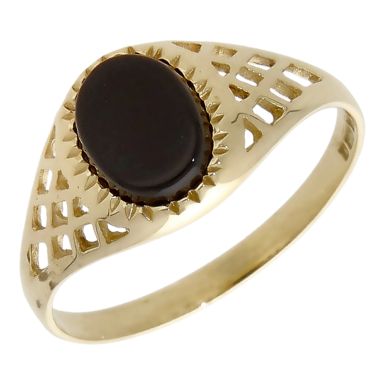 Pre-Owned 9ct Yellow Gold Oval Onyx Signet Ring