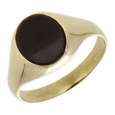 Pre-Owned 9ct Yellow Gold Oval Onyx Signet Ring