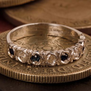 Pre-Owned Vintage 1975 18ct Gold Sapphire & Diamond Band Ring