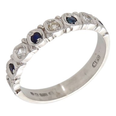 Pre-Owned Vintage 1975 18ct Gold Sapphire & Diamond Band Ring