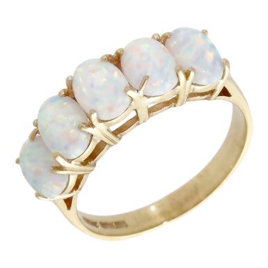 Pre-Owned 9ct Yellow Gold Opal 5 Stone Dress Ring