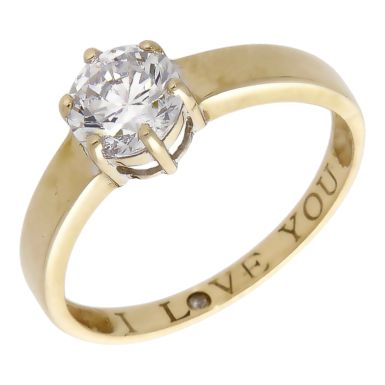Pre-Owned 9ct Yellow Gold Cubic Zirconia Solitaire Ring