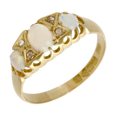 Pre-Owned Vintage 1920 18ct Gold Opal & Diamond Dress Ring