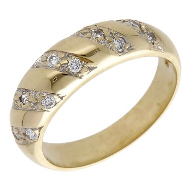 Pre-Owned 9ct Yellow Gold Domed Cubic Zirconia Dress Ring