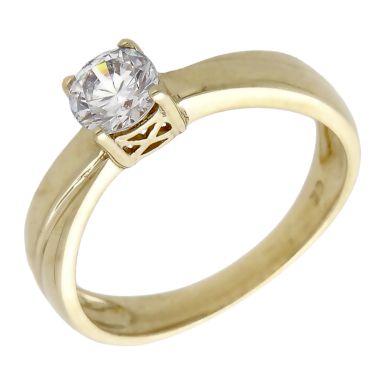 Pre-Owned 9ct Yellow Gold Cubic Zirconia Solitaire Ring