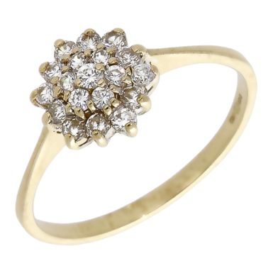 Pre-Owned 9ct Yellow Gold Cubic Zirconia Cluster Ring