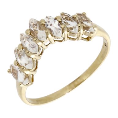 Pre-Owned 9ct Yellow Gold Quartz Wishbone Dress Ring