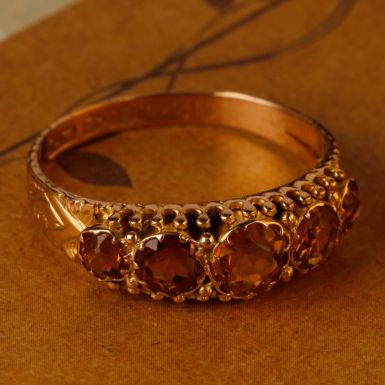 Pre-Owned Antique 1889 15ct Yelllow Gold Citrine Dress Ring