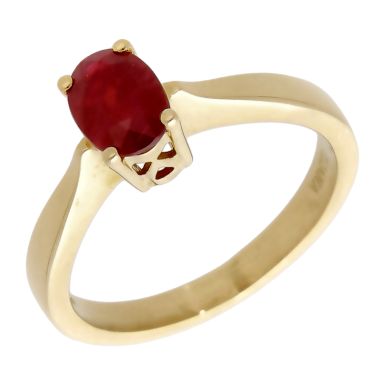 Pre-Owned 18ct Yellow Gold Ruby Solitaire Dress Ring