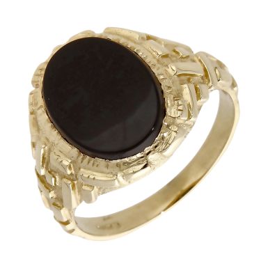Pre-Owned 9ct Yellow Gold Oval Onyx Signet Ring