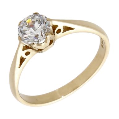 Pre-Owned 9ct Yellow Gold Cubic Zirconia Solitaire Ring